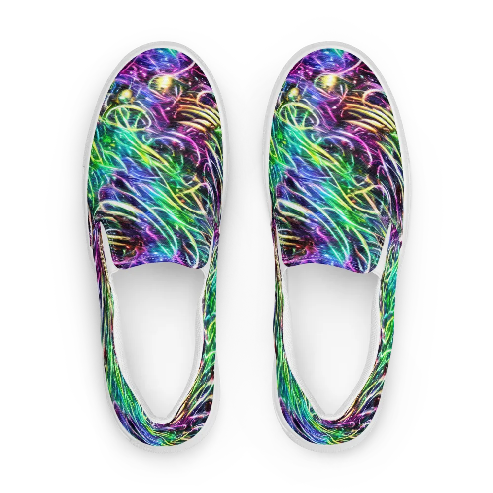 Nightglow Waves on Men's Slip-On Canvas Shoes — Front