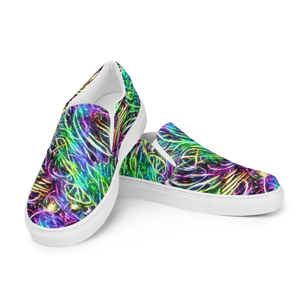 Nightglow Waves on Men's Slip-On Canvas Shoes — Left Front