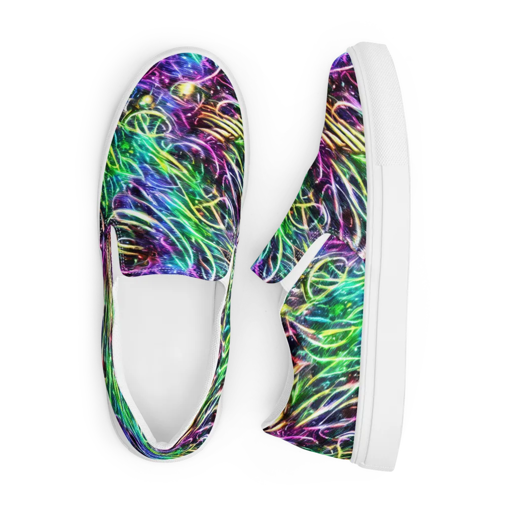 Nightglow Waves on Men's Slip-On Canvas Shoes — Front