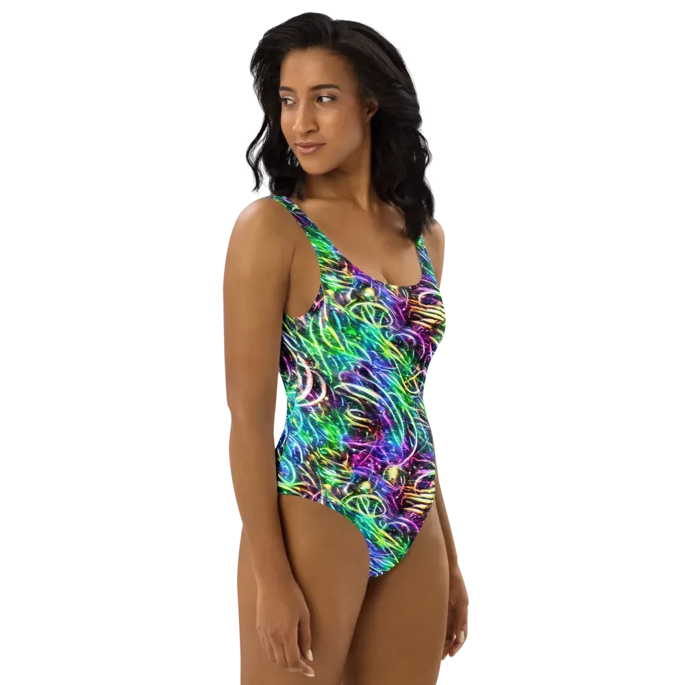 Nightglow Waves on One-Piece Swimsuit — Right