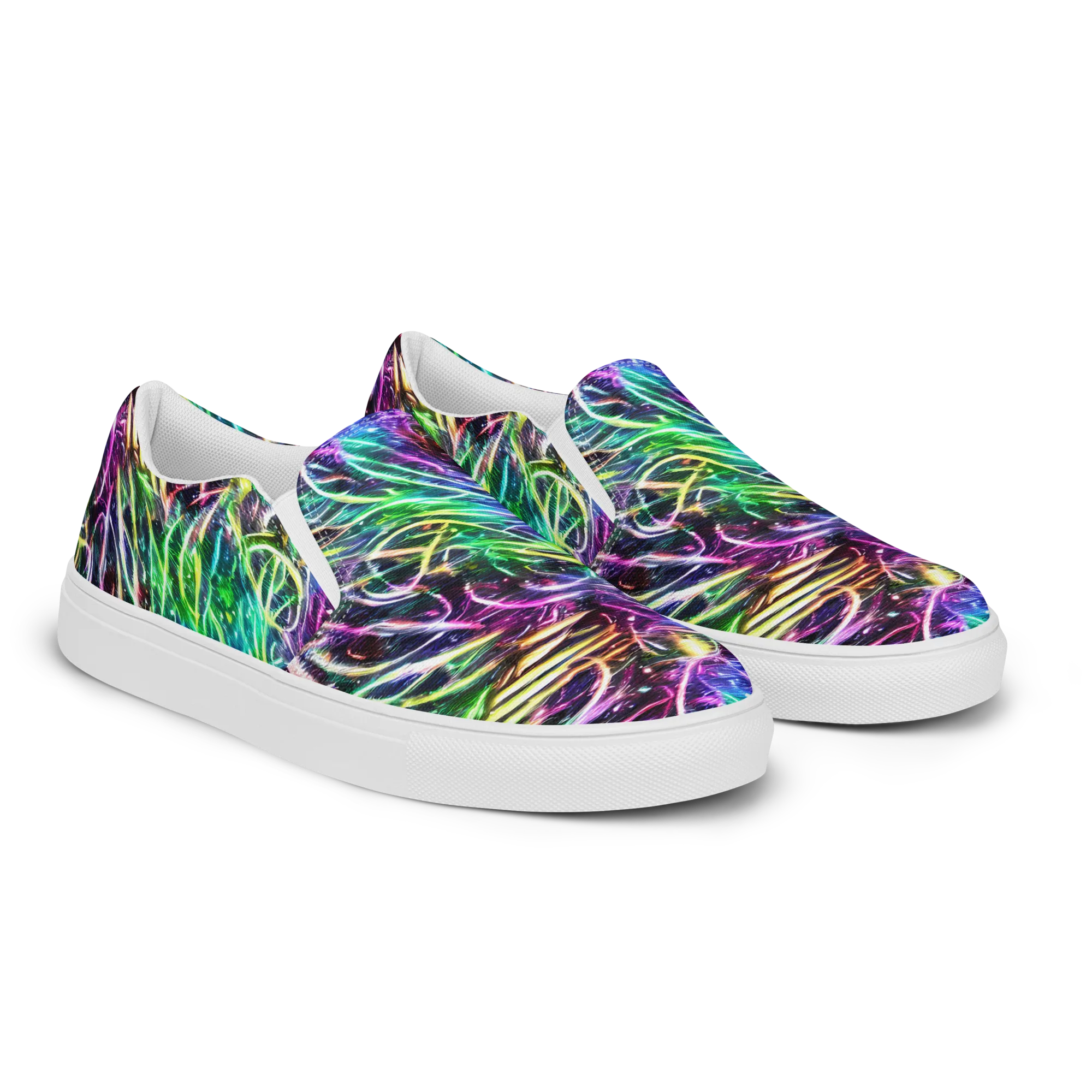 Nightglow Waves on Women's Slip-On Canvas Shoes — Right Front