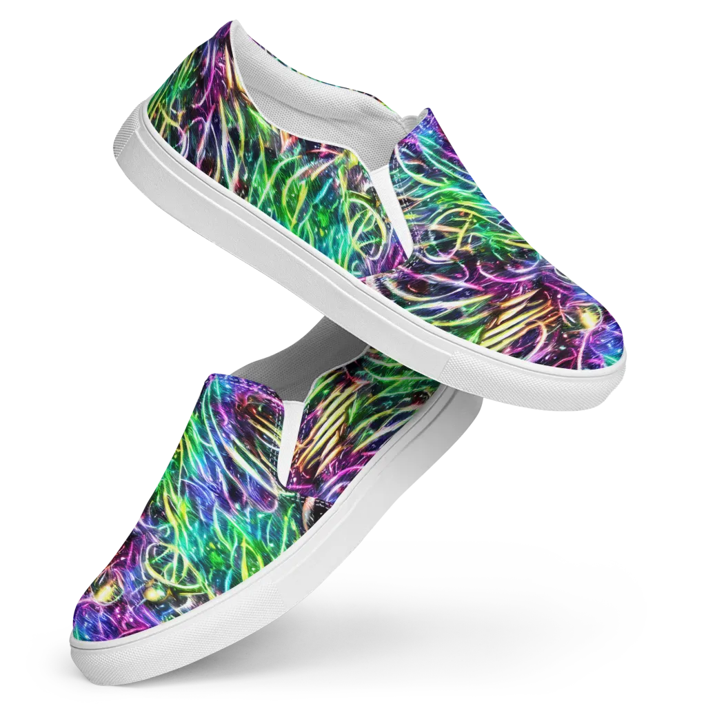 Nightglow Waves on Women's Slip-On Canvas Shoes — Front