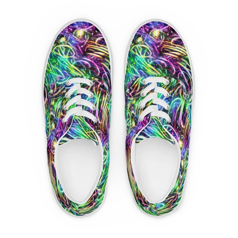 Nightglow Waves on Men's Lace-Up Canvas Shoes — Front