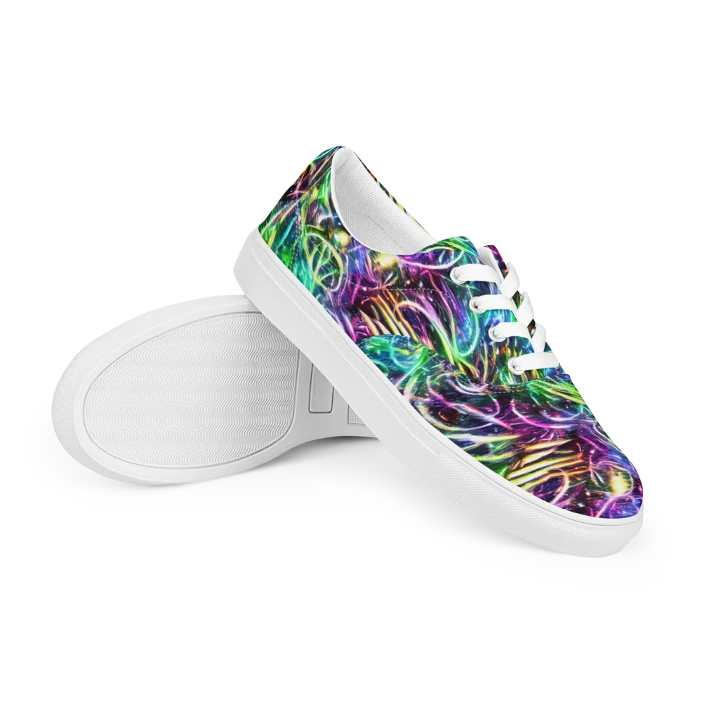 Nightglow Waves on Men's Lace-Up Canvas Shoes — Right Front