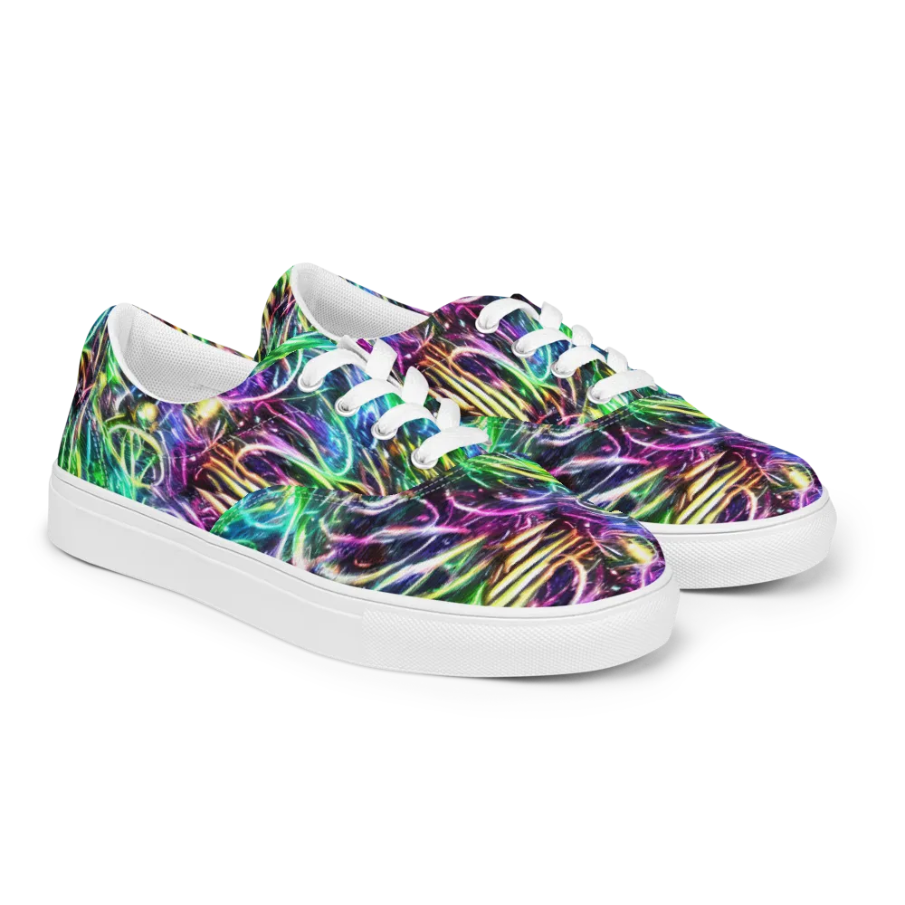 Nightglow Waves on Men's Lace-Up Canvas Shoes — Right Front