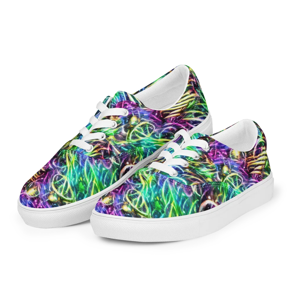 Nightglow Waves on Men's Lace-Up Canvas Shoes — Left Front