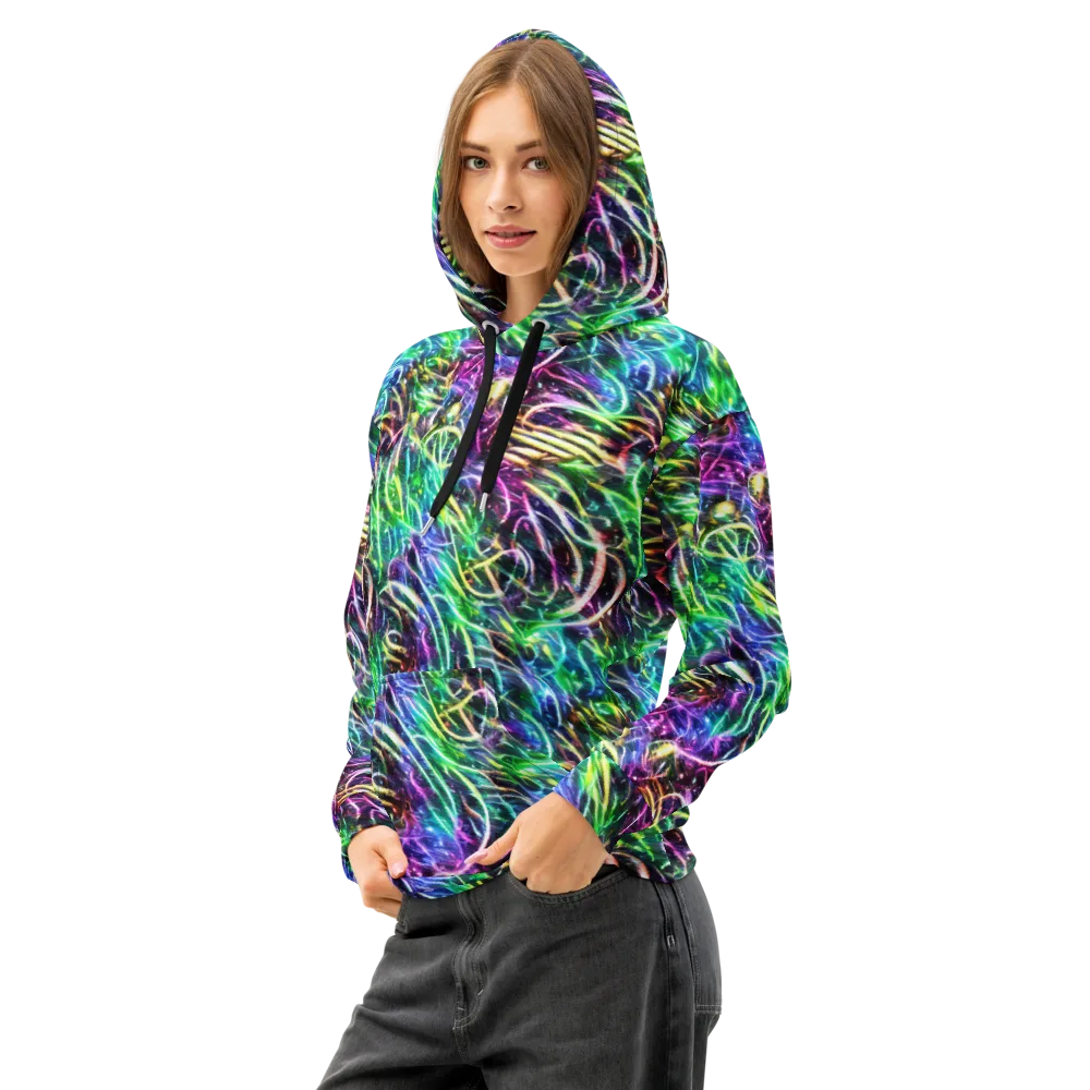 Nightglow Waves on Cotton Hoodie — Left Front