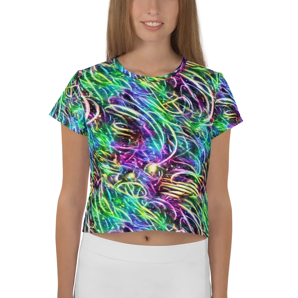 Nightglow Waves on Crop Tee — Front
