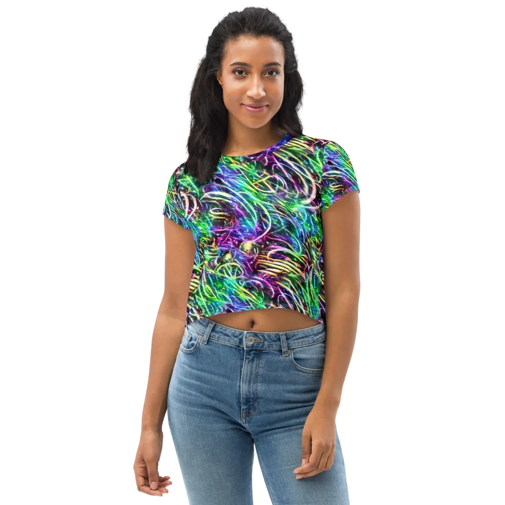 Nightglow Waves on Crop Tee — Front