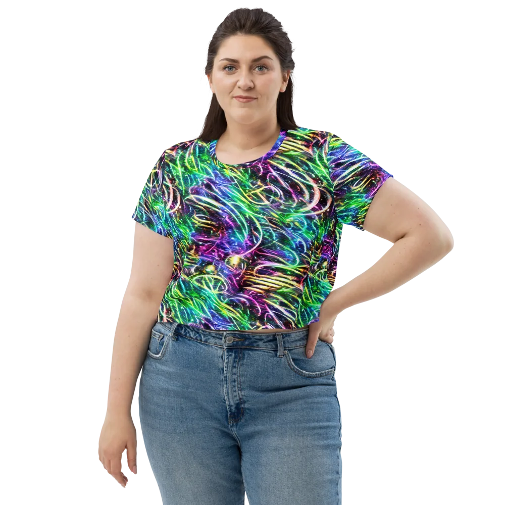 Nightglow Waves on Crop Tee — Front
