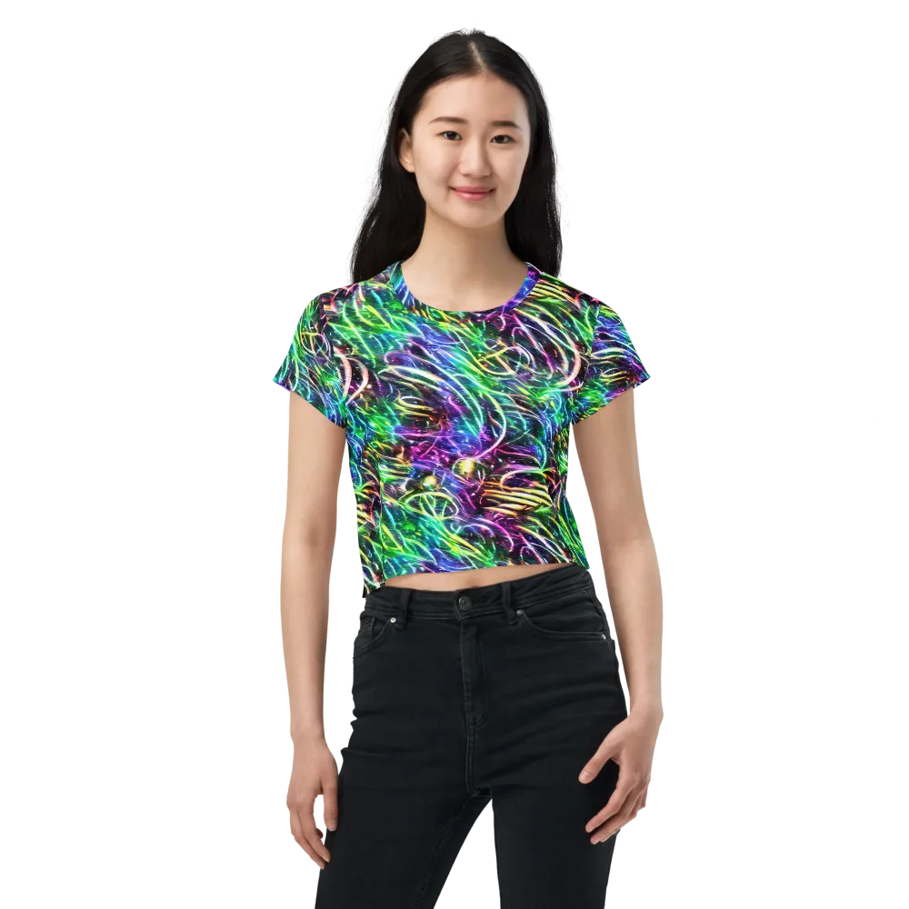 Nightglow Waves on Crop Tee — Front