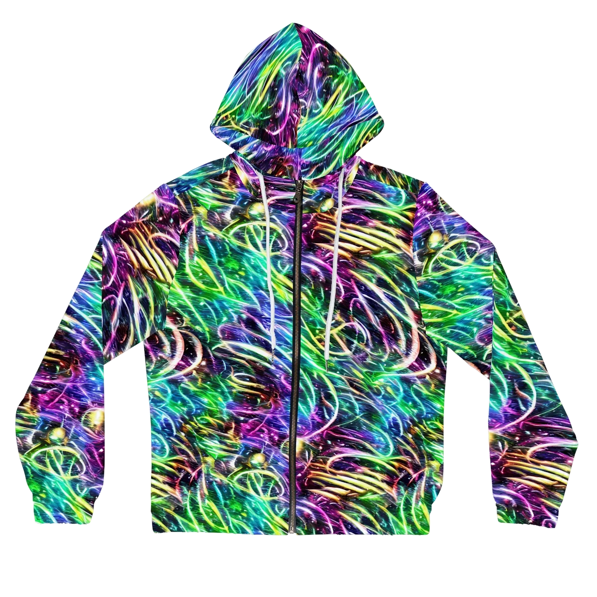 Nightglow Waves on Women's Full-Zip Hoodie — Front