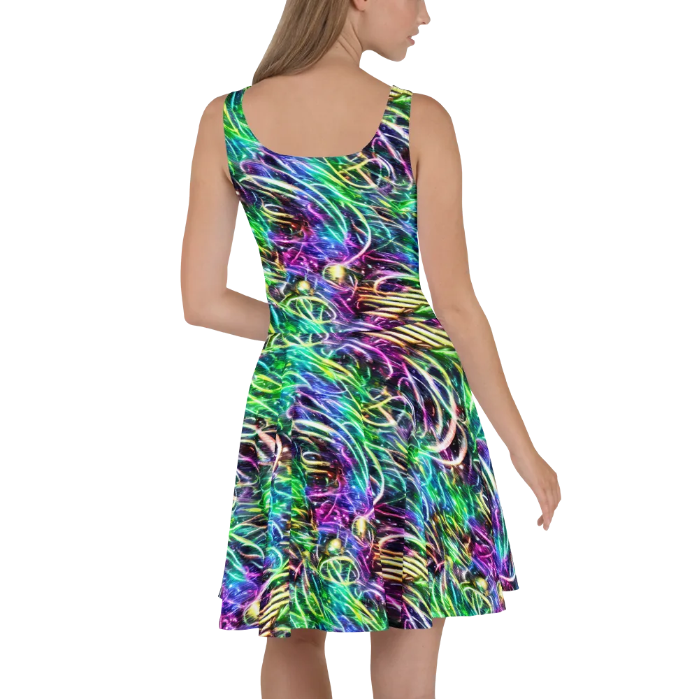 Nightglow Waves on Skater Dress — Back