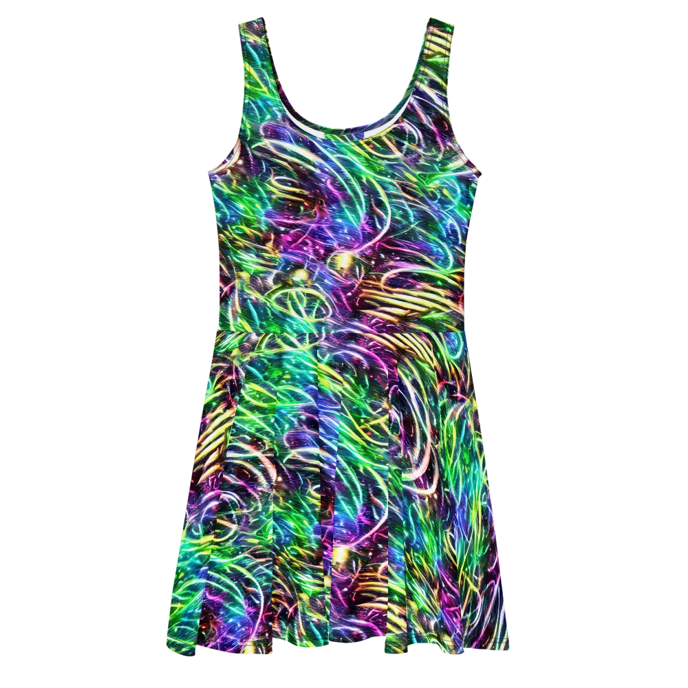 Nightglow Waves on Skater Dress — Front