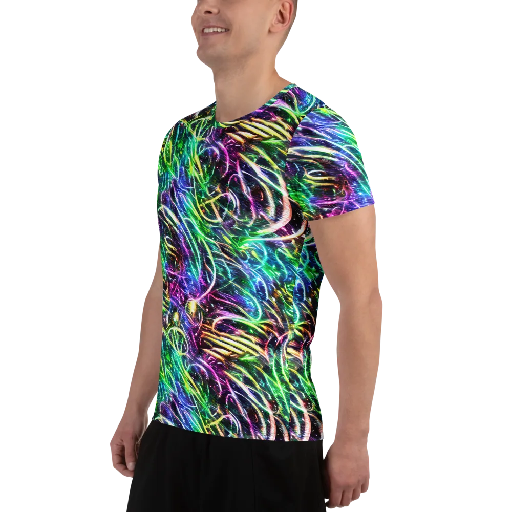 Nightglow Waves on Men's Athletic T-Shirt — Left