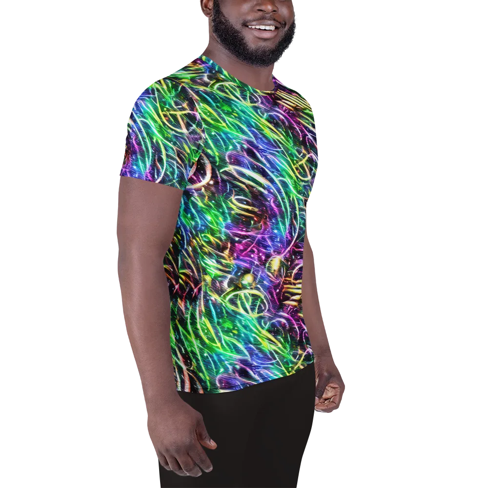 Nightglow Waves on Men's Athletic T-Shirt — Right