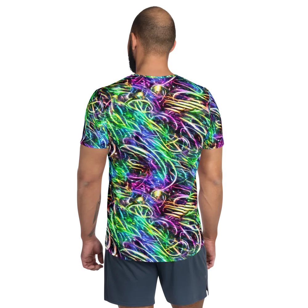 Nightglow Waves on Men's Athletic T-Shirt — Back