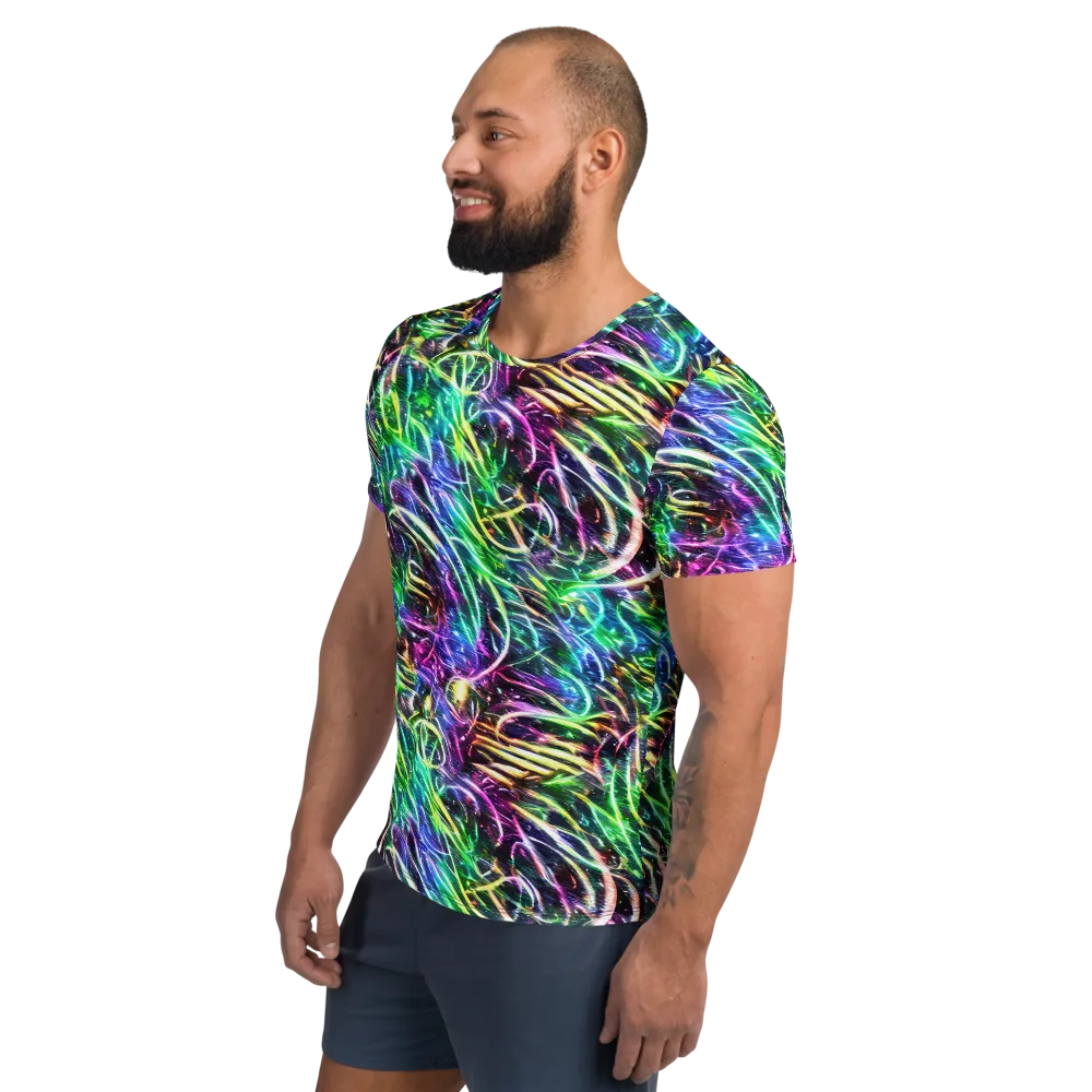 Nightglow Waves on Men's Athletic T-Shirt — Left