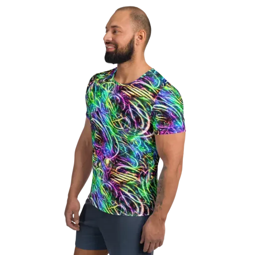 Nightglow Waves on a Men's Athletic T-Shirt