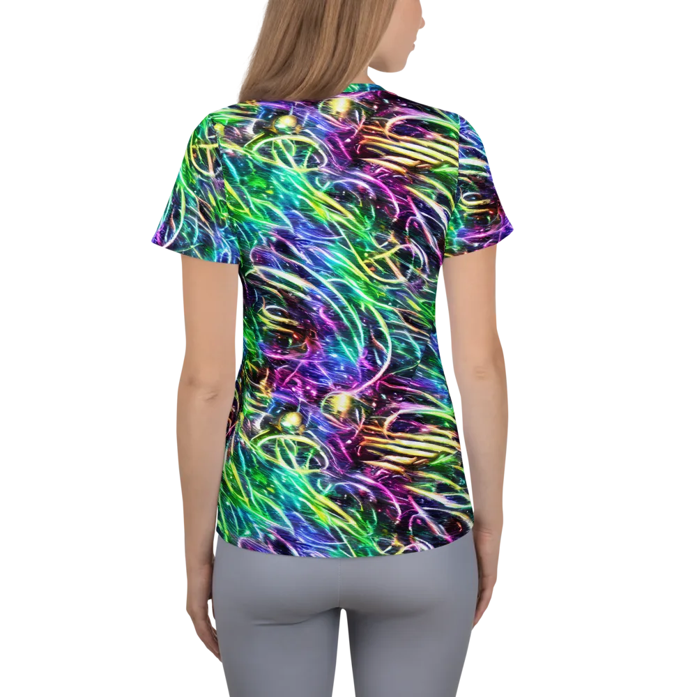 Nightglow Waves on Women's Athletic T-Shirt — Back