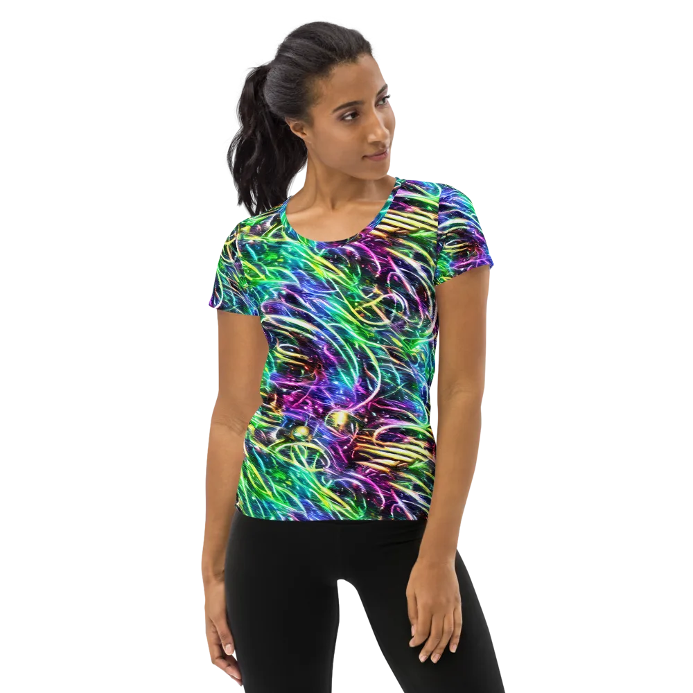 Nightglow Waves on Women's Athletic T-Shirt — Front