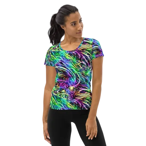 Nightglow Waves on a Women's Athletic T-Shirt