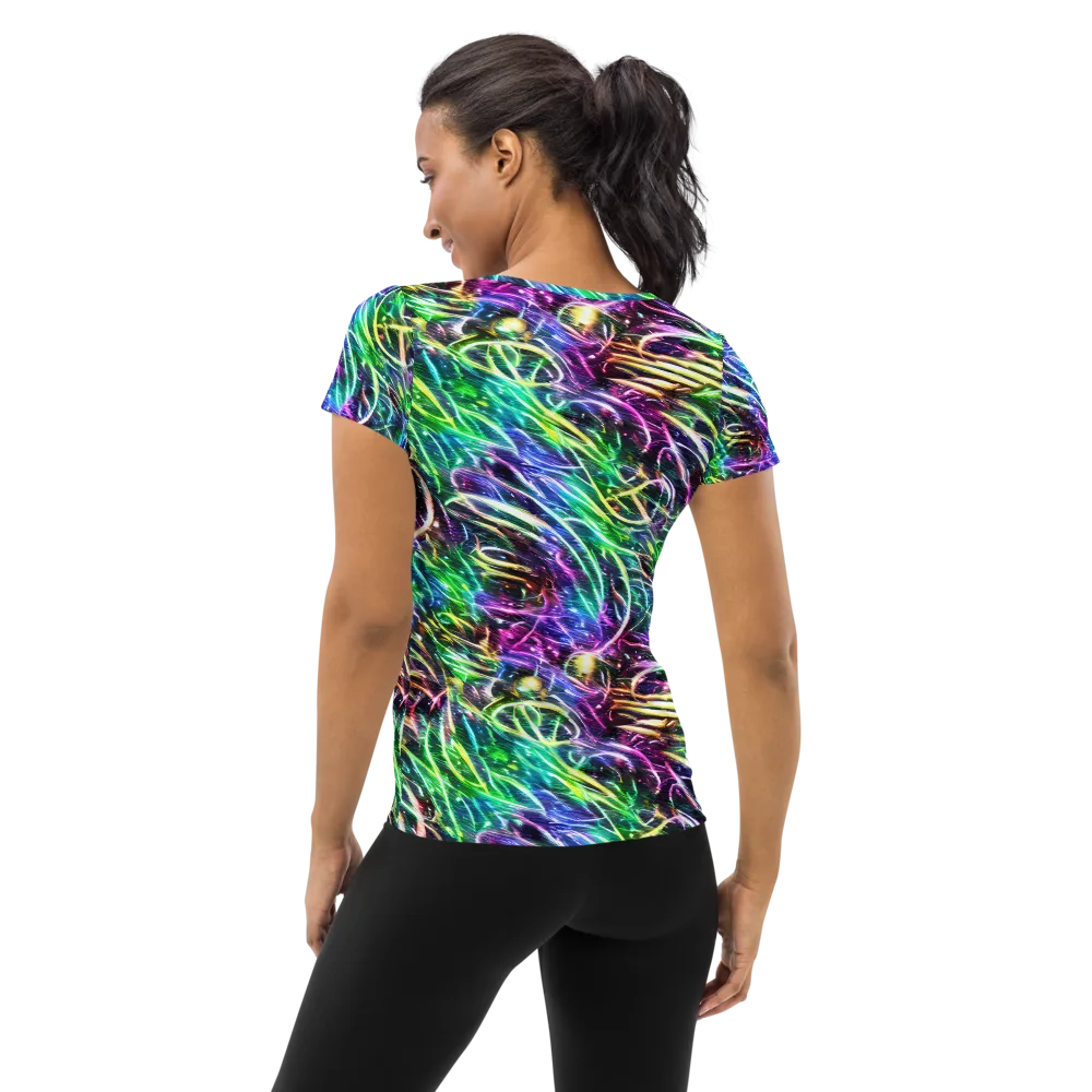 Nightglow Waves on Women's Athletic T-Shirt — Back