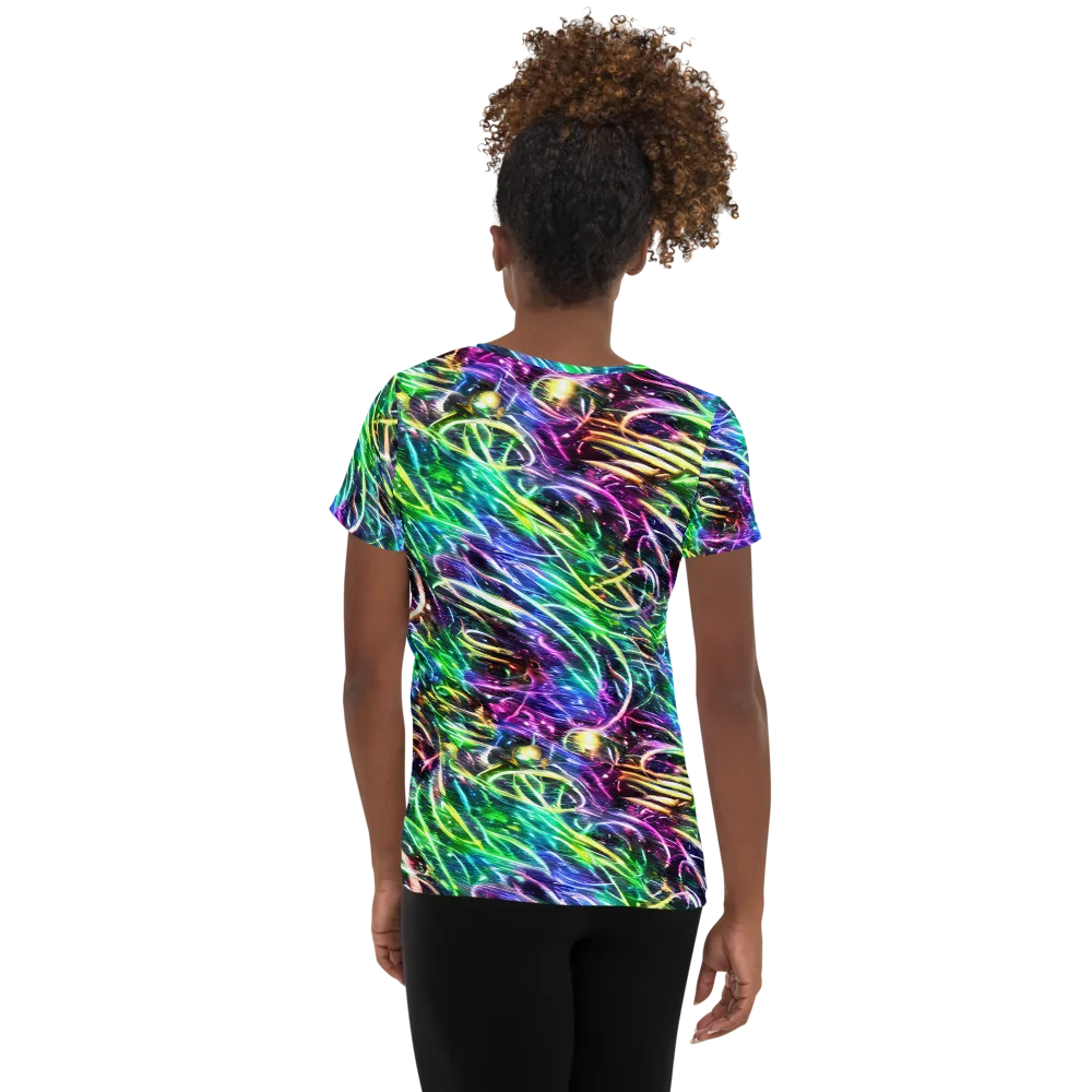 Nightglow Waves on Women's Athletic T-Shirt — Back