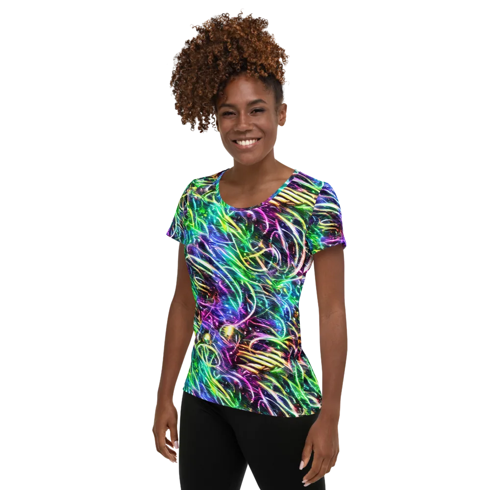 Nightglow Waves on Women's Athletic T-Shirt — Left