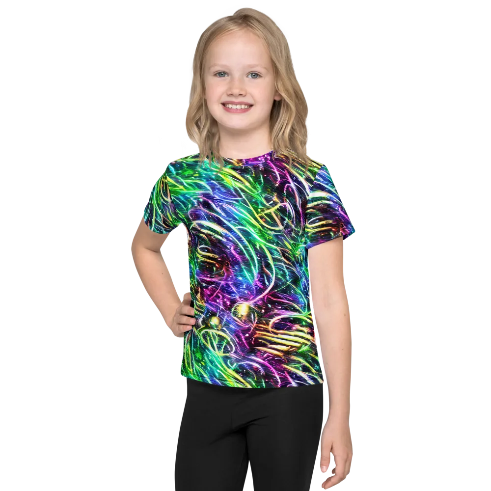 Nightglow Waves on Kids Crew Neck T-Shirt — Front