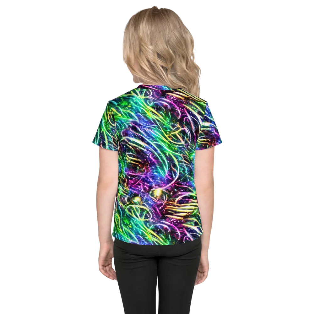 Nightglow Waves on Kids Crew Neck T-Shirt — Back