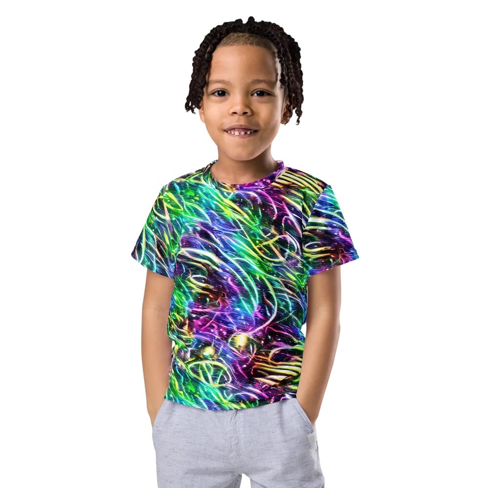 Nightglow Waves on Kids Crew Neck T-Shirt — Front