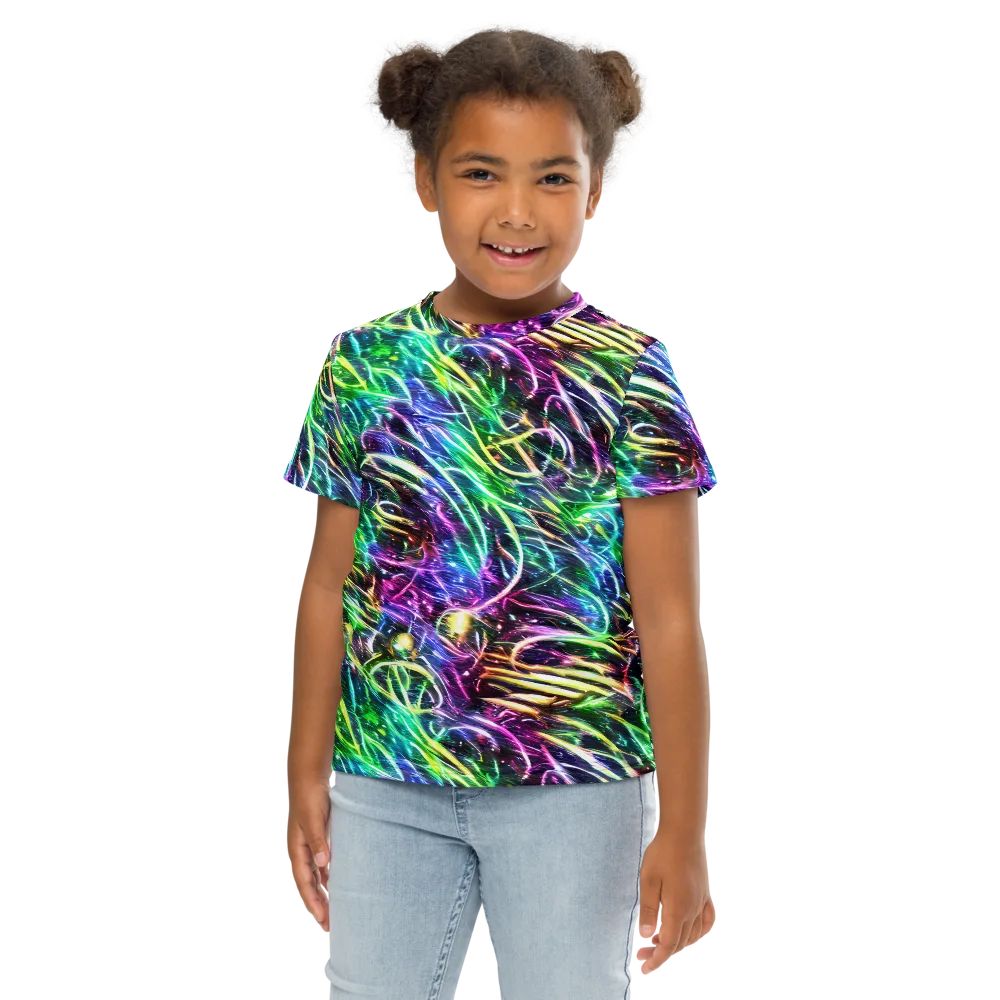 Nightglow Waves on Kids Crew Neck T-Shirt — Front