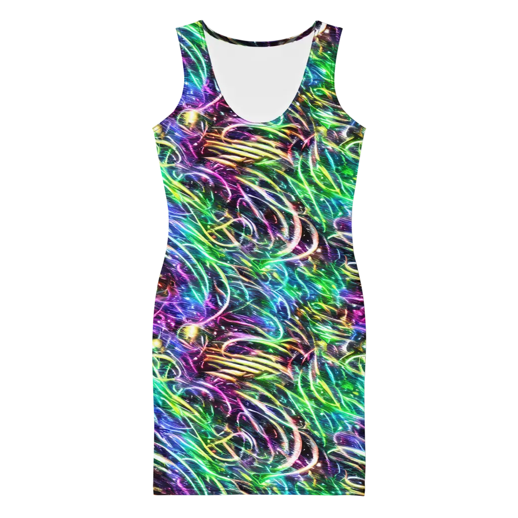 Nightglow Waves on Bodycon Dress — Front