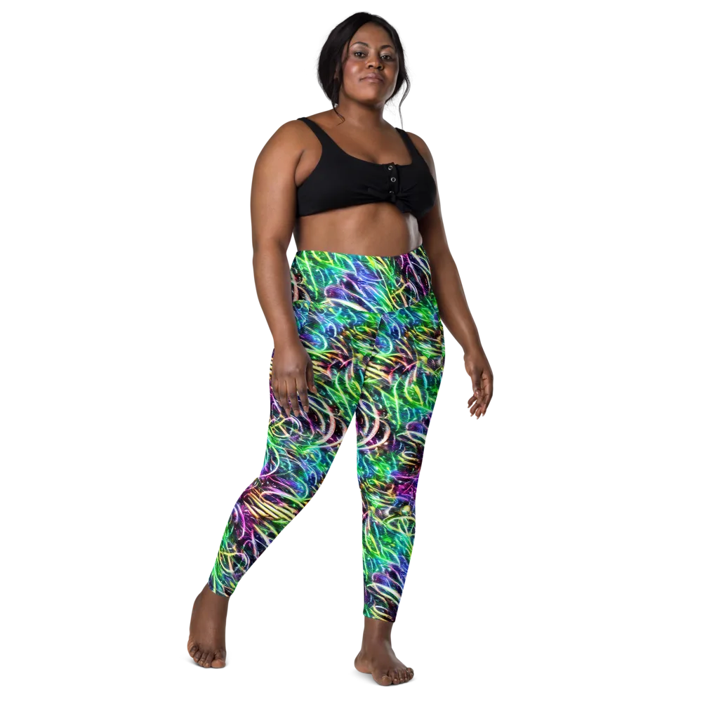 Nightglow Waves on Leggings with Pockets — Front