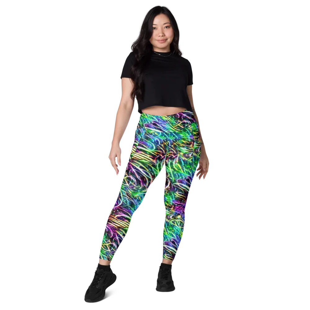 Nightglow Waves on Leggings with Pockets — Front