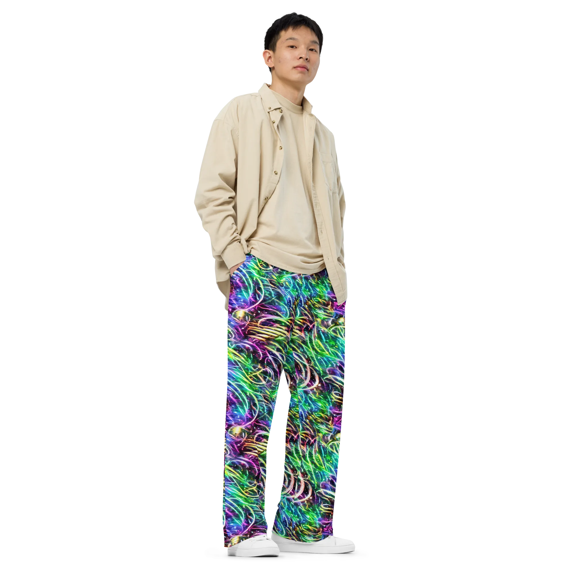 Nightglow Waves on Wide-Leg Pants — Right Front