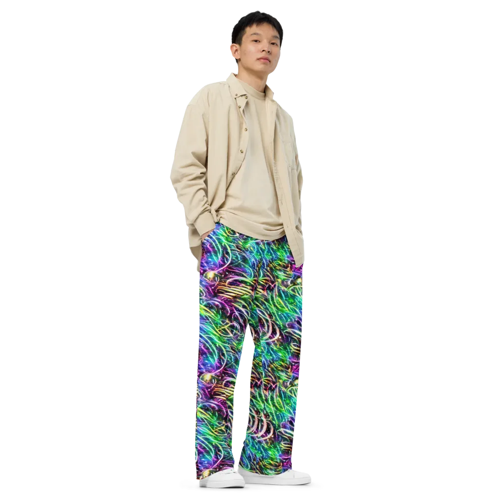 Nightglow Waves on Wide-Leg Pants — Right Front