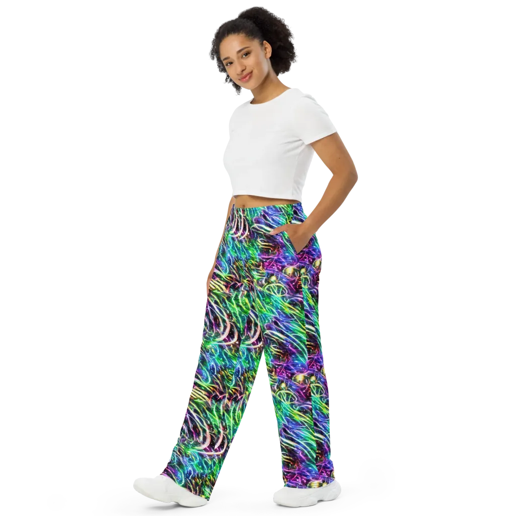 Nightglow Waves on Wide-Leg Pants — Left Front