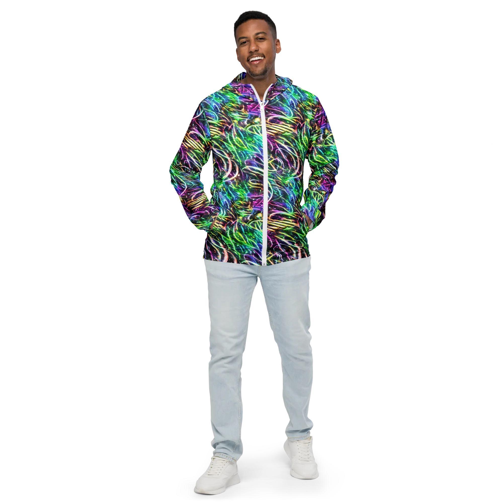 Nightglow Waves on Men's Windbreaker — Front