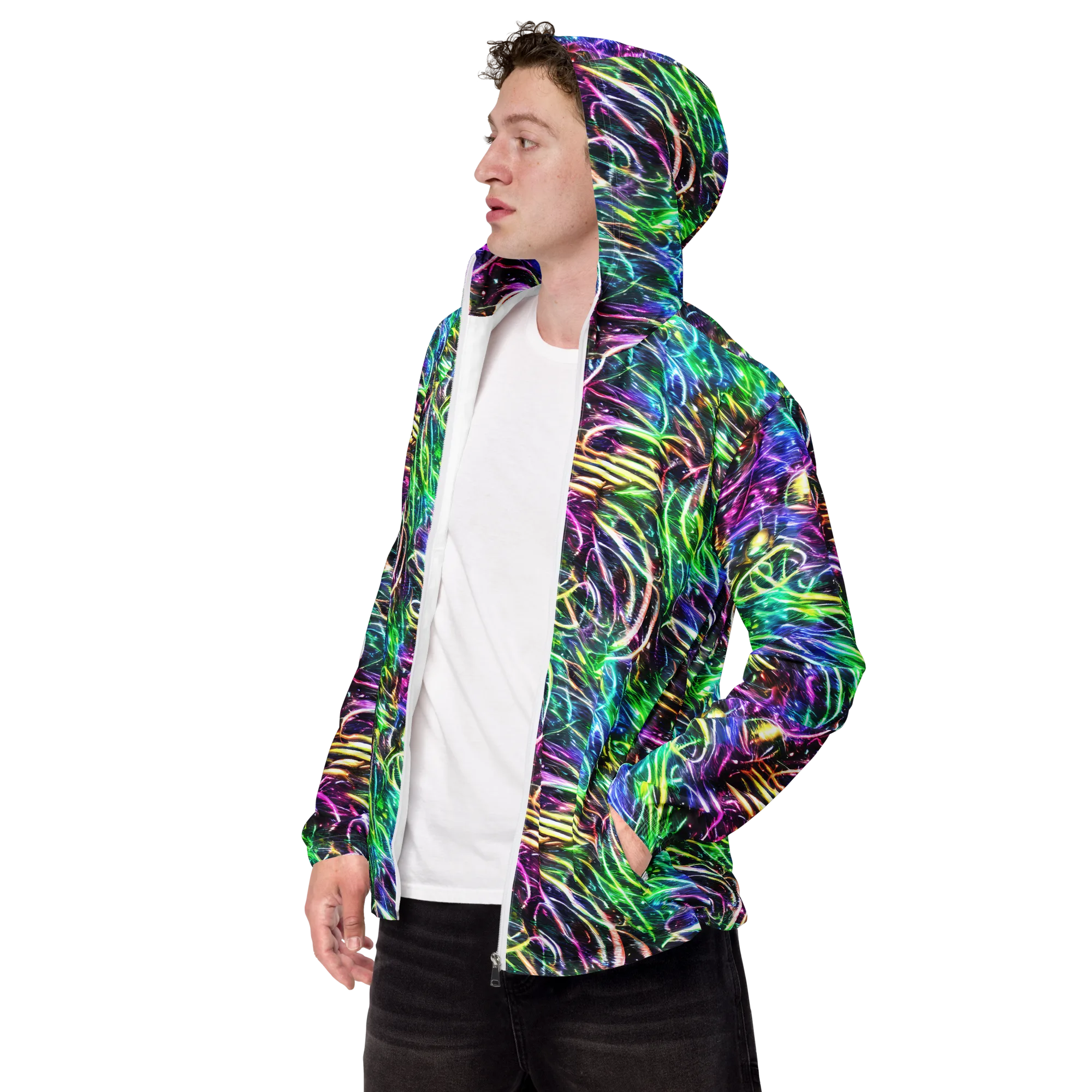 Nightglow Waves on Men's Windbreaker — Left Front