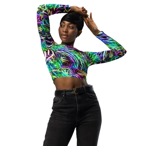 Nightglow Waves on a Long Sleeve Crop Top