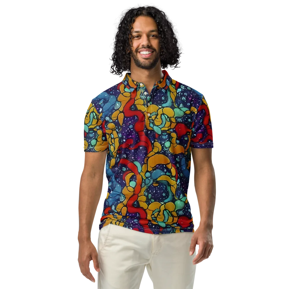 Cosmic Colorfall on Men's Slim Fit Polo Shirt — Front