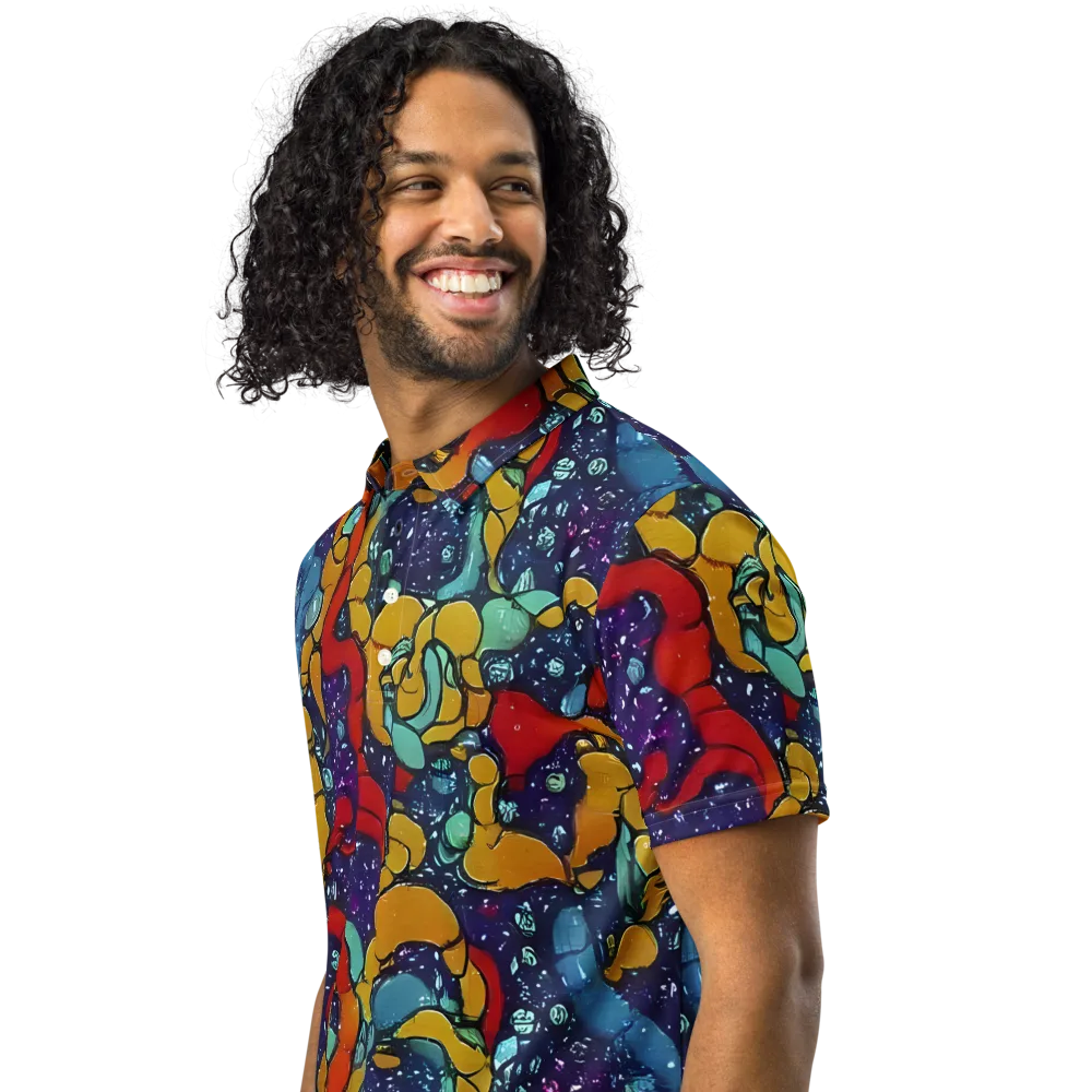 Cosmic Colorfall on Men's Slim Fit Polo Shirt — Left Front