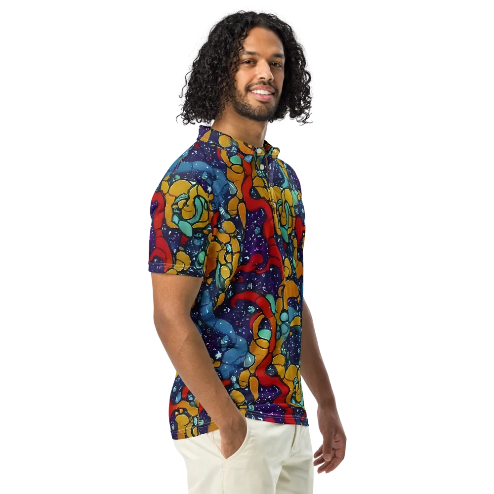 Cosmic Colorfall on Men's Slim Fit Polo Shirt — Right Front