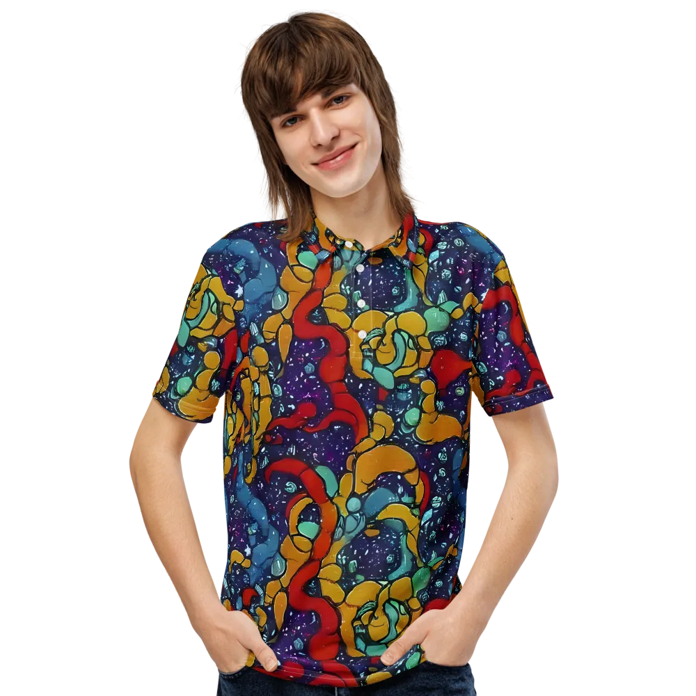 Cosmic Colorfall on Men's Slim Fit Polo Shirt — Front