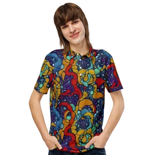 Cosmic Colorfall on a Men's Slim Fit Polo Shirt
