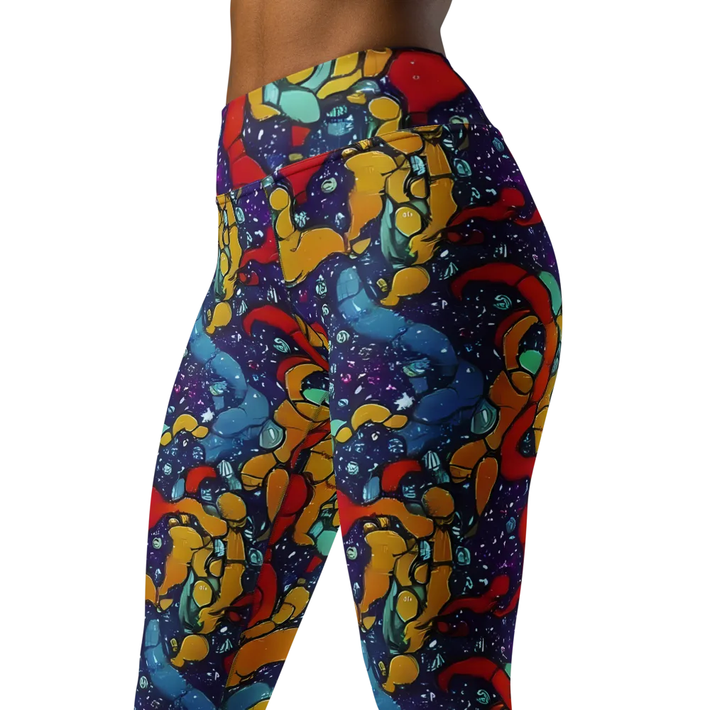 Cosmic Colorfall on Yoga Leggings — Left Front