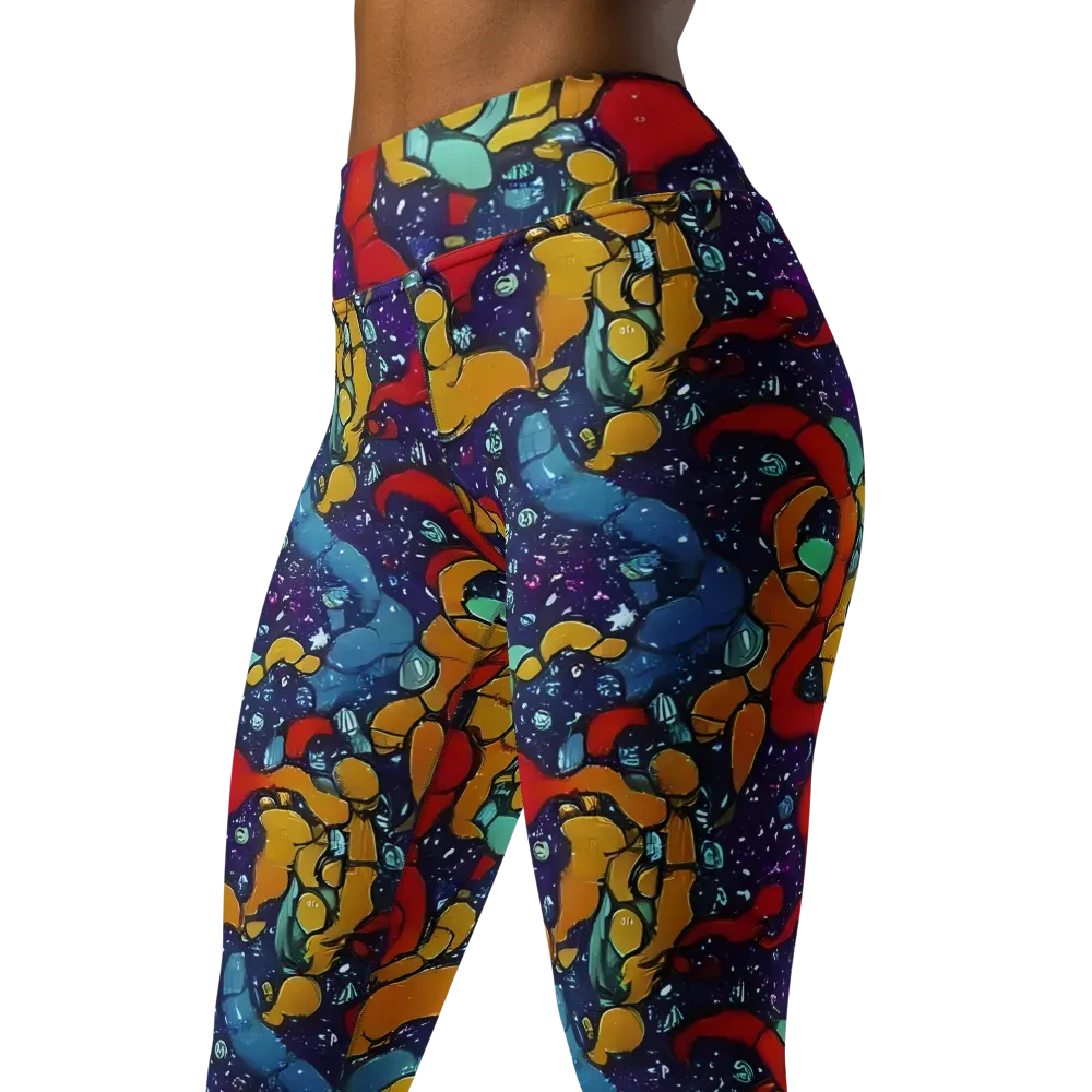 Cosmic Colorfall on Yoga Leggings — Left Front