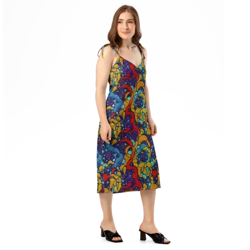Cosmic Colorfall on a Slip Dress